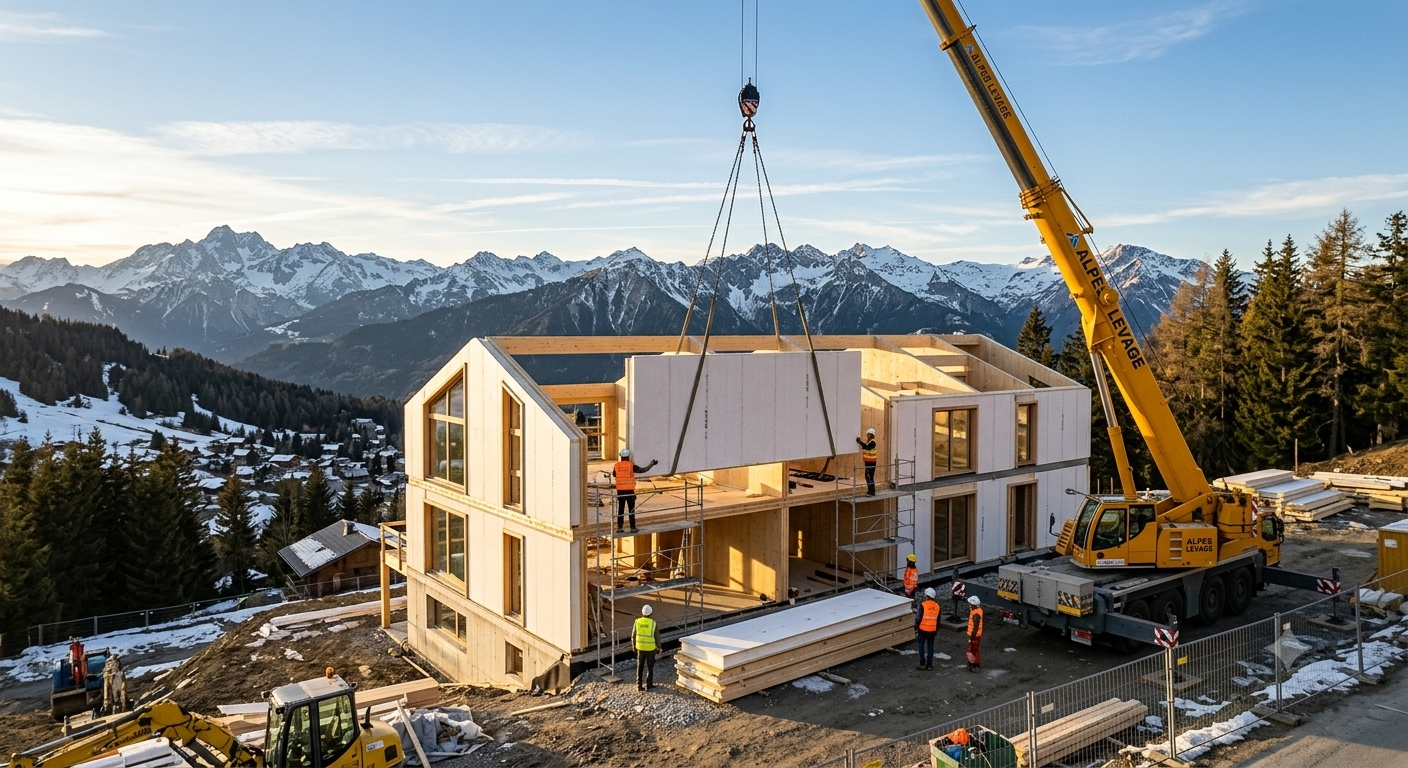 construction rapide panneaux SIP sur un chantier