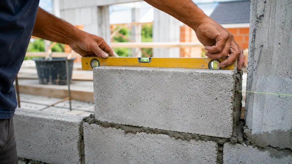 Écart d'alignement lors d'une maçonnerie traditionnelle sur chantier
